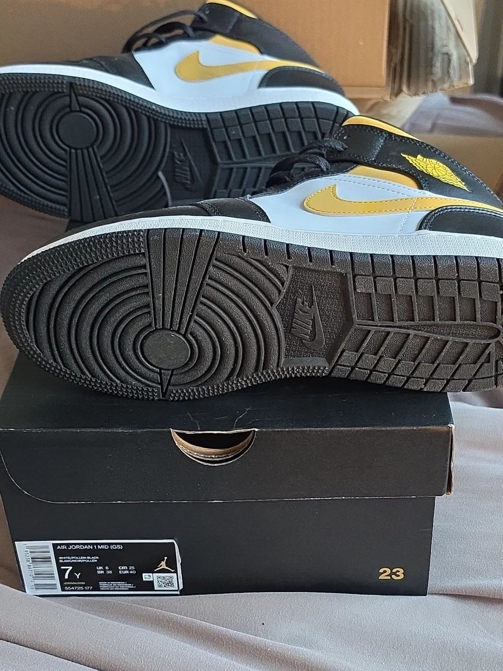 Nike Kids Black, White and Yellow High-Top Sneakers